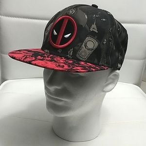 Marvel Hat  Adult One Size  Red Black Snap Back Cap Men's